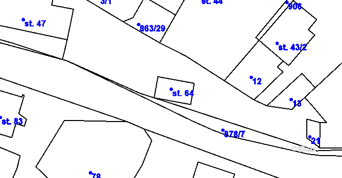 Parcela st. 64 v KÚ Sedletín, Katastrální mapa