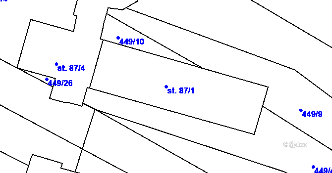 Parcela st. 87/1 v KÚ Sedletín, Katastrální mapa