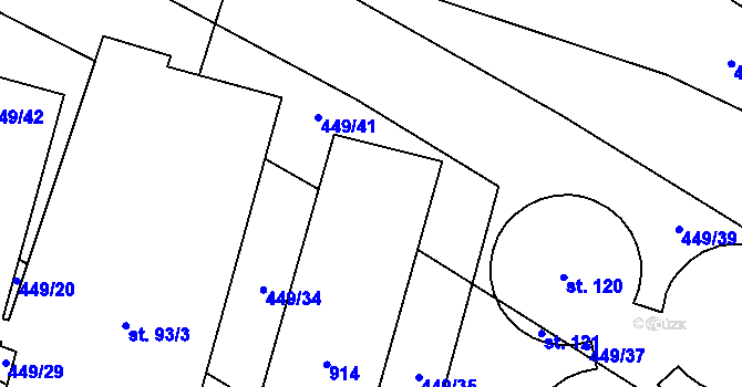 Parcela st. 94/1 v KÚ Sedletín, Katastrální mapa