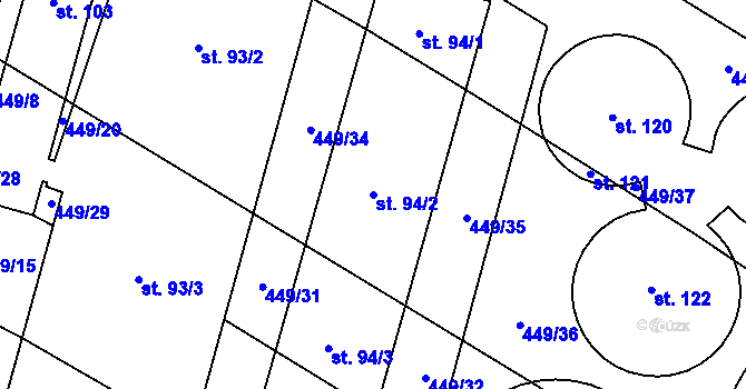 Parcela st. 94/2 v KÚ Sedletín, Katastrální mapa