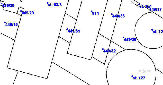 Parcela st. 94/3 v KÚ Sedletín, Katastrální mapa