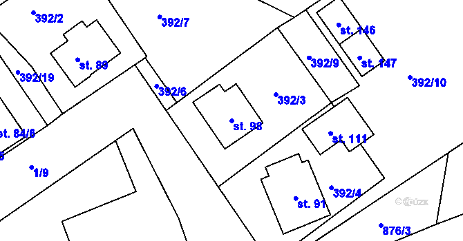 Parcela st. 98 v KÚ Sedletín, Katastrální mapa