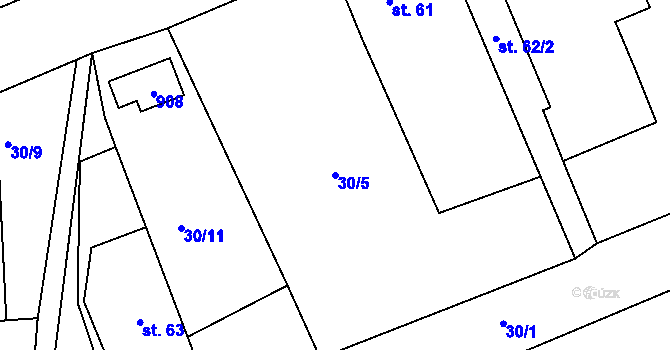 Parcela st. 30/5 v KÚ Sedletín, Katastrální mapa