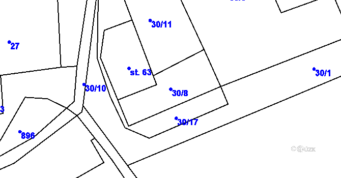 Parcela st. 30/8 v KÚ Sedletín, Katastrální mapa