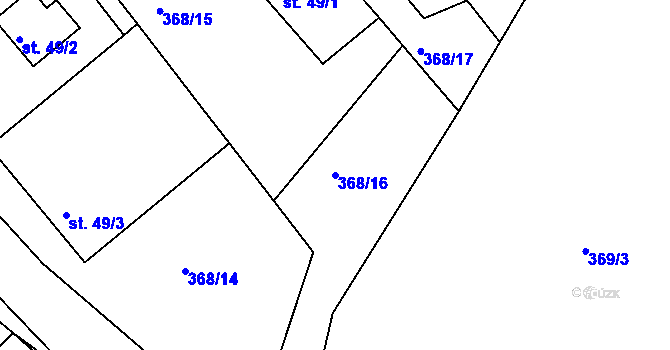 Parcela st. 368/16 v KÚ Sedletín, Katastrální mapa