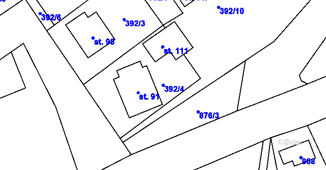 Parcela st. 392/4 v KÚ Sedletín, Katastrální mapa