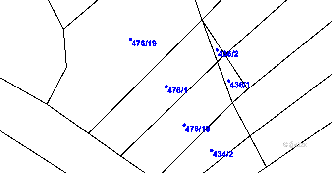 Parcela st. 476/1 v KÚ Sedletín, Katastrální mapa