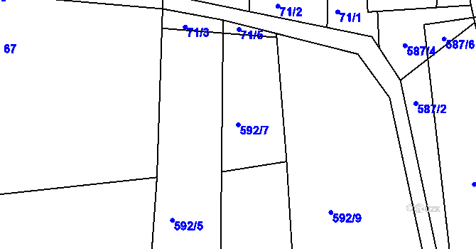 Parcela st. 592/7 v KÚ Sedletín, Katastrální mapa