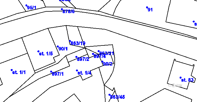 Parcela st. 863/21 v KÚ Sedletín, Katastrální mapa