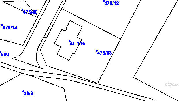 Parcela st. 476/13 v KÚ Sedletín, Katastrální mapa