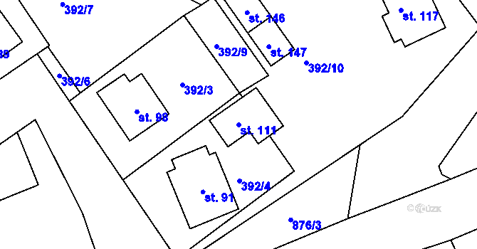 Parcela st. 111 v KÚ Sedletín, Katastrální mapa