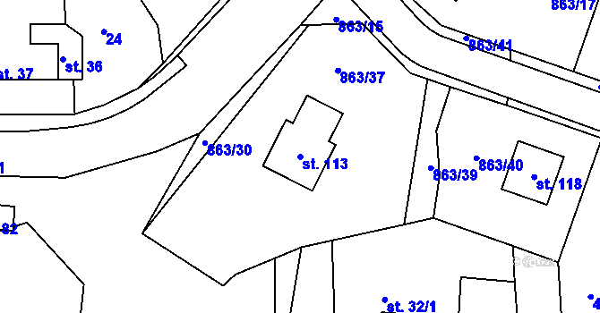 Parcela st. 113 v KÚ Sedletín, Katastrální mapa