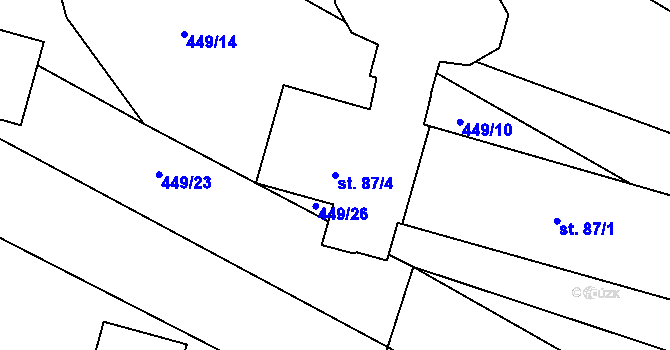 Parcela st. 87/4 v KÚ Sedletín, Katastrální mapa