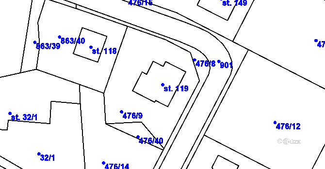 Parcela st. 119 v KÚ Sedletín, Katastrální mapa