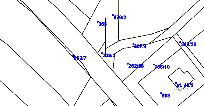 Parcela st. 339/2 v KÚ Sedletín, Katastrální mapa