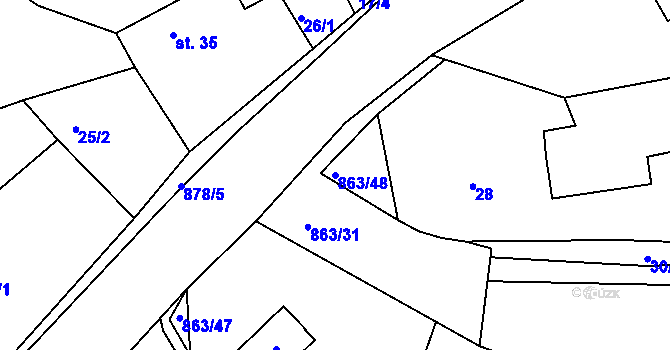 Parcela st. 863/48 v KÚ Sedletín, Katastrální mapa