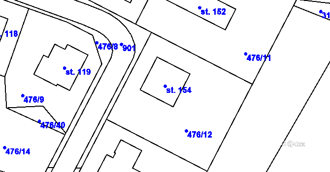 Parcela st. 154 v KÚ Sedletín, Katastrální mapa