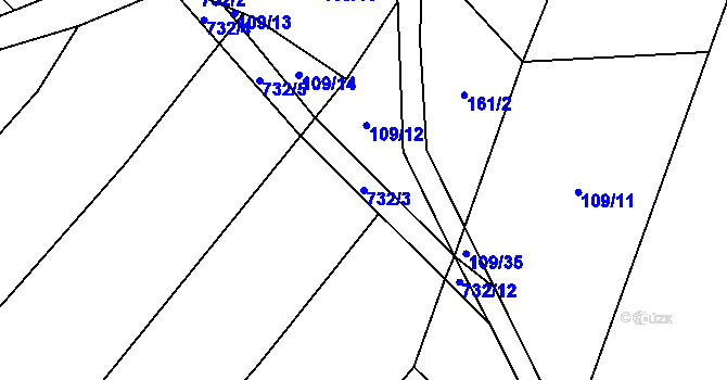 Parcela st. 732/3 v KÚ Veselá u Sedletína, Katastrální mapa