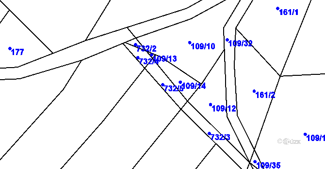 Parcela st. 732/5 v KÚ Veselá u Sedletína, Katastrální mapa