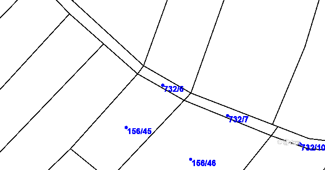 Parcela st. 732/6 v KÚ Veselá u Sedletína, Katastrální mapa