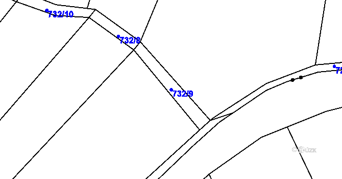 Parcela st. 732/9 v KÚ Veselá u Sedletína, Katastrální mapa