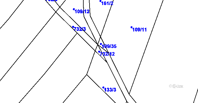 Parcela st. 732/12 v KÚ Veselá u Sedletína, Katastrální mapa