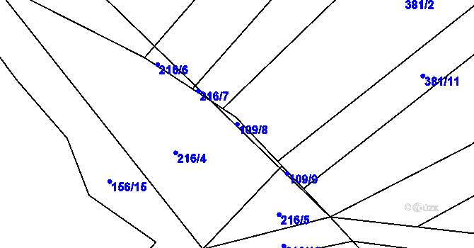 Parcela st. 109/8 v KÚ Veselá u Sedletína, Katastrální mapa