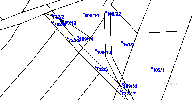 Parcela st. 109/12 v KÚ Veselá u Sedletína, Katastrální mapa
