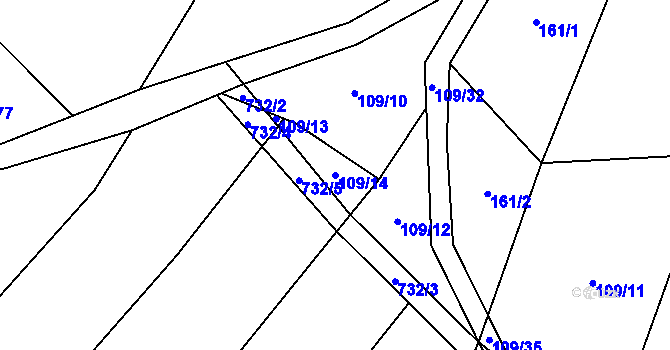 Parcela st. 109/14 v KÚ Veselá u Sedletína, Katastrální mapa