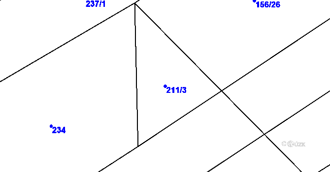 Parcela st. 211/3 v KÚ Veselá u Sedletína, Katastrální mapa
