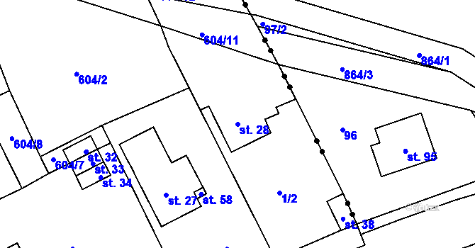 Parcela st. 28 v KÚ Veselá u Sedletína, Katastrální mapa