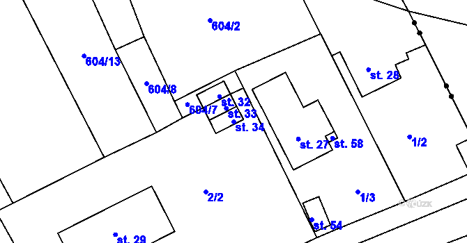 Parcela st. 34 v KÚ Veselá u Sedletína, Katastrální mapa