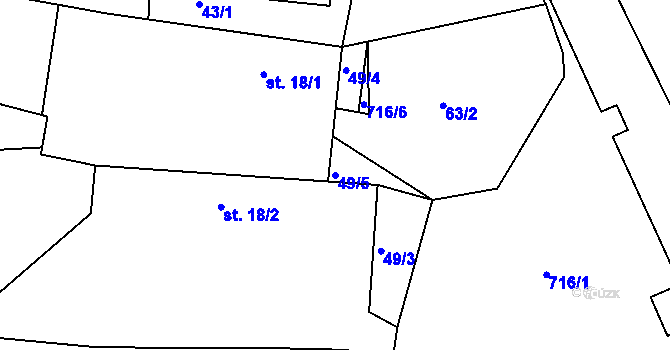 Parcela st. 49/5 v KÚ Veselá u Sedletína, Katastrální mapa
