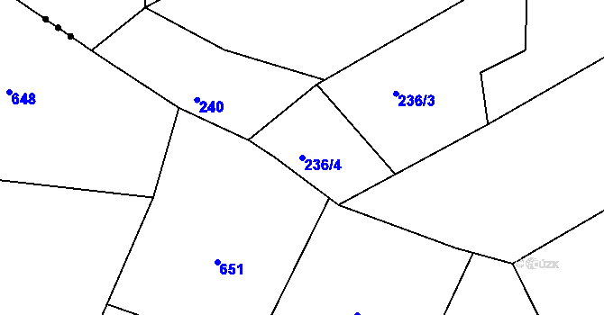 Parcela st. 236/4 v KÚ Veselá u Sedletína, Katastrální mapa