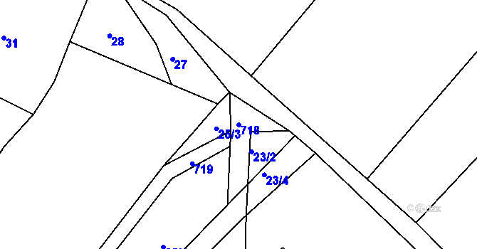 Parcela st. 718 v KÚ Veselá u Sedletína, Katastrální mapa