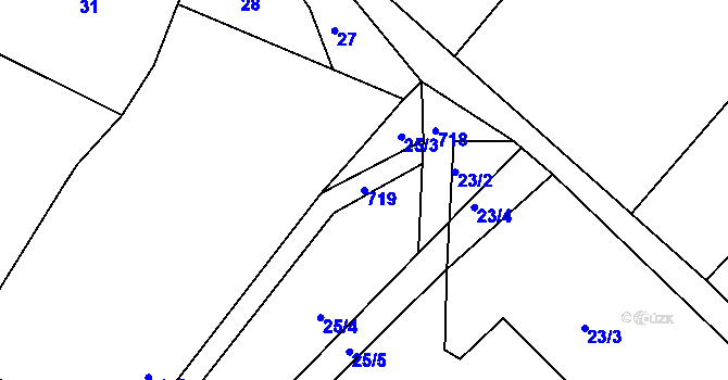Parcela st. 719 v KÚ Veselá u Sedletína, Katastrální mapa