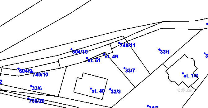 Parcela st. 49 v KÚ Veselá u Sedletína, Katastrální mapa