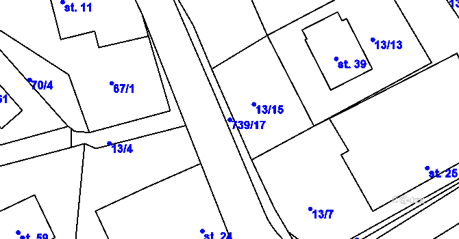 Parcela st. 739/17 v KÚ Veselá u Sedletína, Katastrální mapa