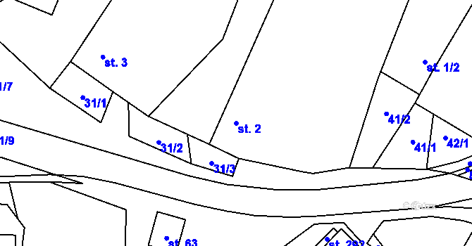 Parcela st. 2 v KÚ Sedlice u Želivi, Katastrální mapa