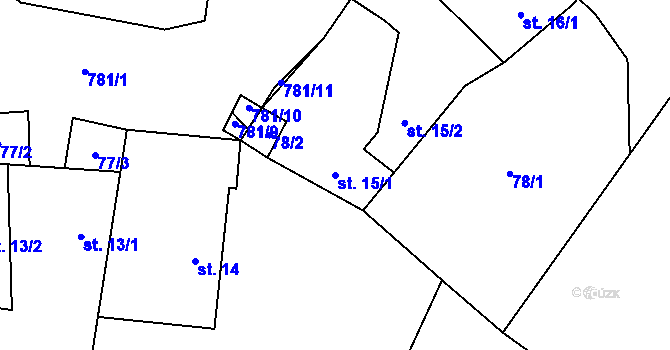 Parcela st. 15/1 v KÚ Sedlice u Želivi, Katastrální mapa
