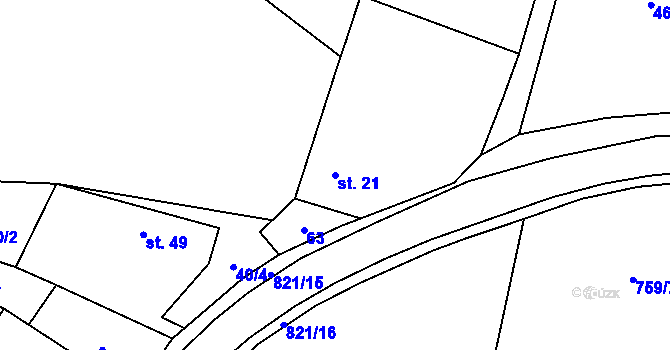 Parcela st. 21 v KÚ Sedlice u Želivi, Katastrální mapa