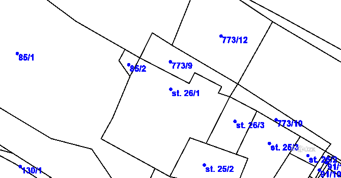 Parcela st. 26/1 v KÚ Sedlice u Želivi, Katastrální mapa