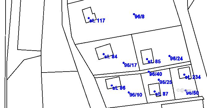 Parcela st. 84 v KÚ Sedlice u Želivi, Katastrální mapa