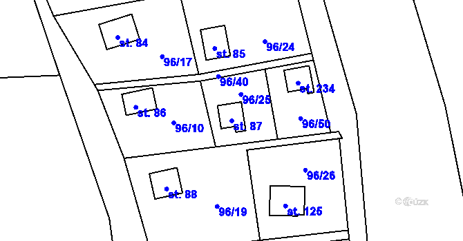 Parcela st. 87 v KÚ Sedlice u Želivi, Katastrální mapa