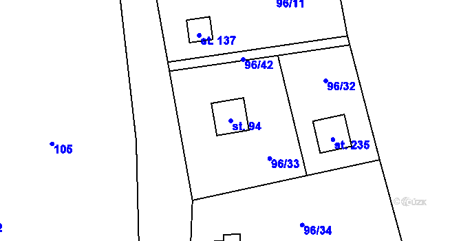 Parcela st. 94 v KÚ Sedlice u Želivi, Katastrální mapa