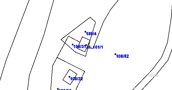 Parcela st. 101/1 v KÚ Sedlice u Želivi, Katastrální mapa