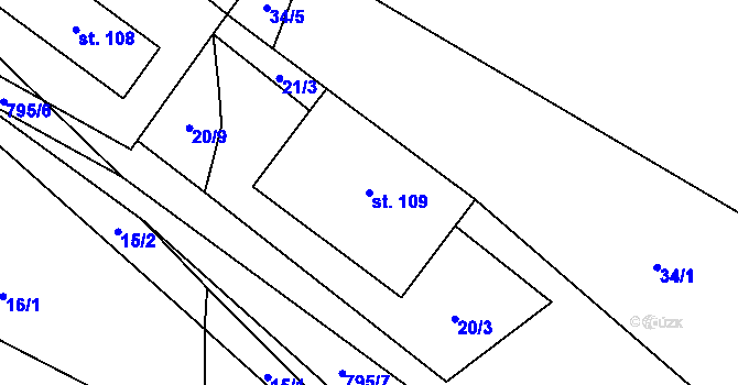 Parcela st. 109 v KÚ Sedlice u Želivi, Katastrální mapa