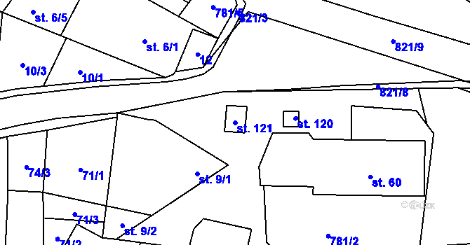 Parcela st. 121 v KÚ Sedlice u Želivi, Katastrální mapa