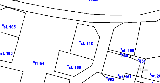 Parcela st. 148 v KÚ Sedlice u Želivi, Katastrální mapa