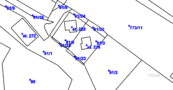 Parcela st. 226 v KÚ Sedlice u Želivi, Katastrální mapa